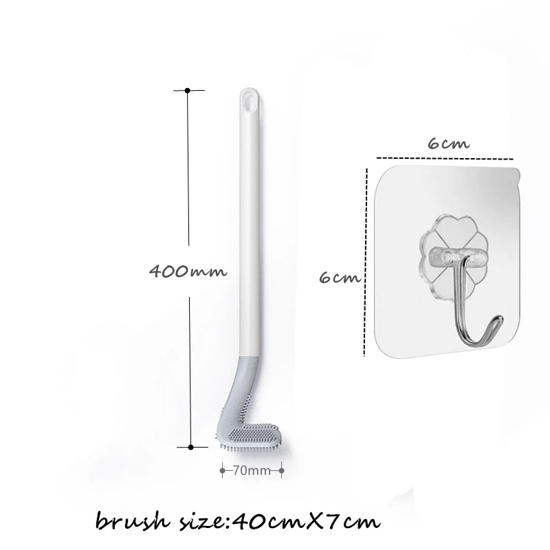 Toilet Cleaning Silicone Brush Golf Head Bathroom Wall Hook Hanging Long Handle Squatting Pan Cleaner Household WC Gap Remover