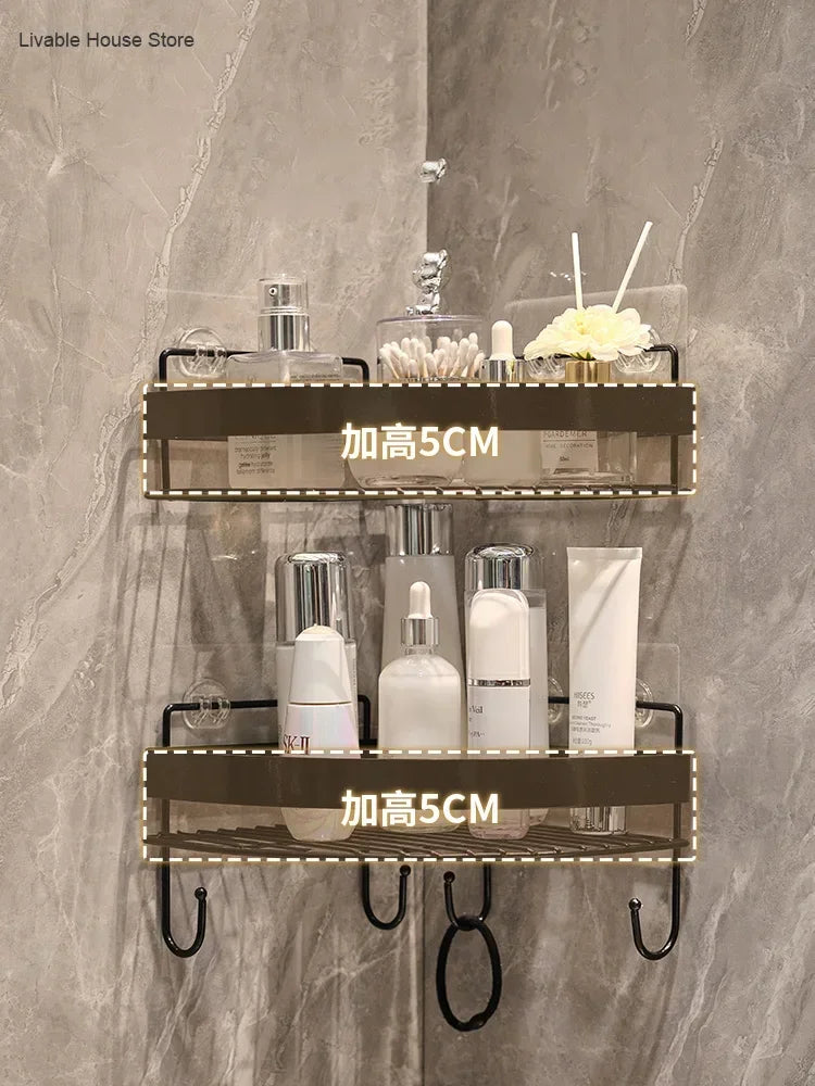 Gold Bathroom Storage Rack non punching tripod Wall Mounted Storage holder Shampoo shower gel storage rack Bathroom Accessories