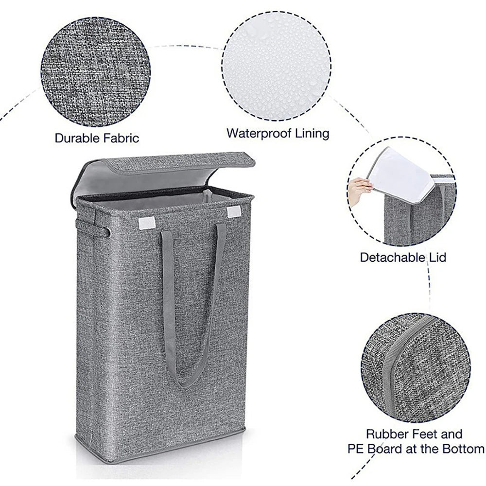 45L Large Capacity Covered Laundry Basket, Detachable Hand-held Dirty Clothes Basket, Waterproof Dirty Laundry Collection