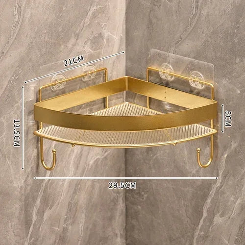 Gold Bathroom Storage Rack non punching tripod Wall Mounted Storage holder Shampoo shower gel storage rack Bathroom Accessories