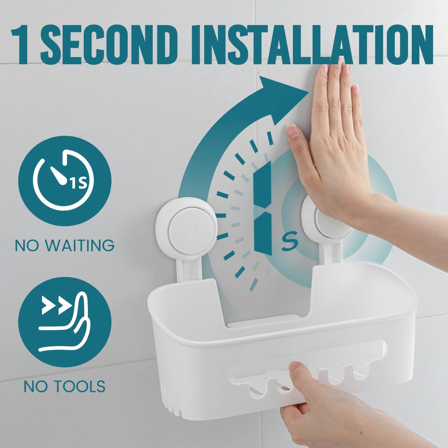 TAILI Shower Caddy Suction Cup Shower Shelf Suction Shower Basket Removable Powerful Shower Organizer Suction Bathroom Caddy