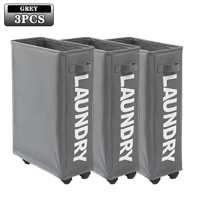 1/2/3Pcs Dirty Laundry Basket with Wheels Foldable Laundry Basket Household Clothes Organiser Yoga Mat Equipment Storage Basket