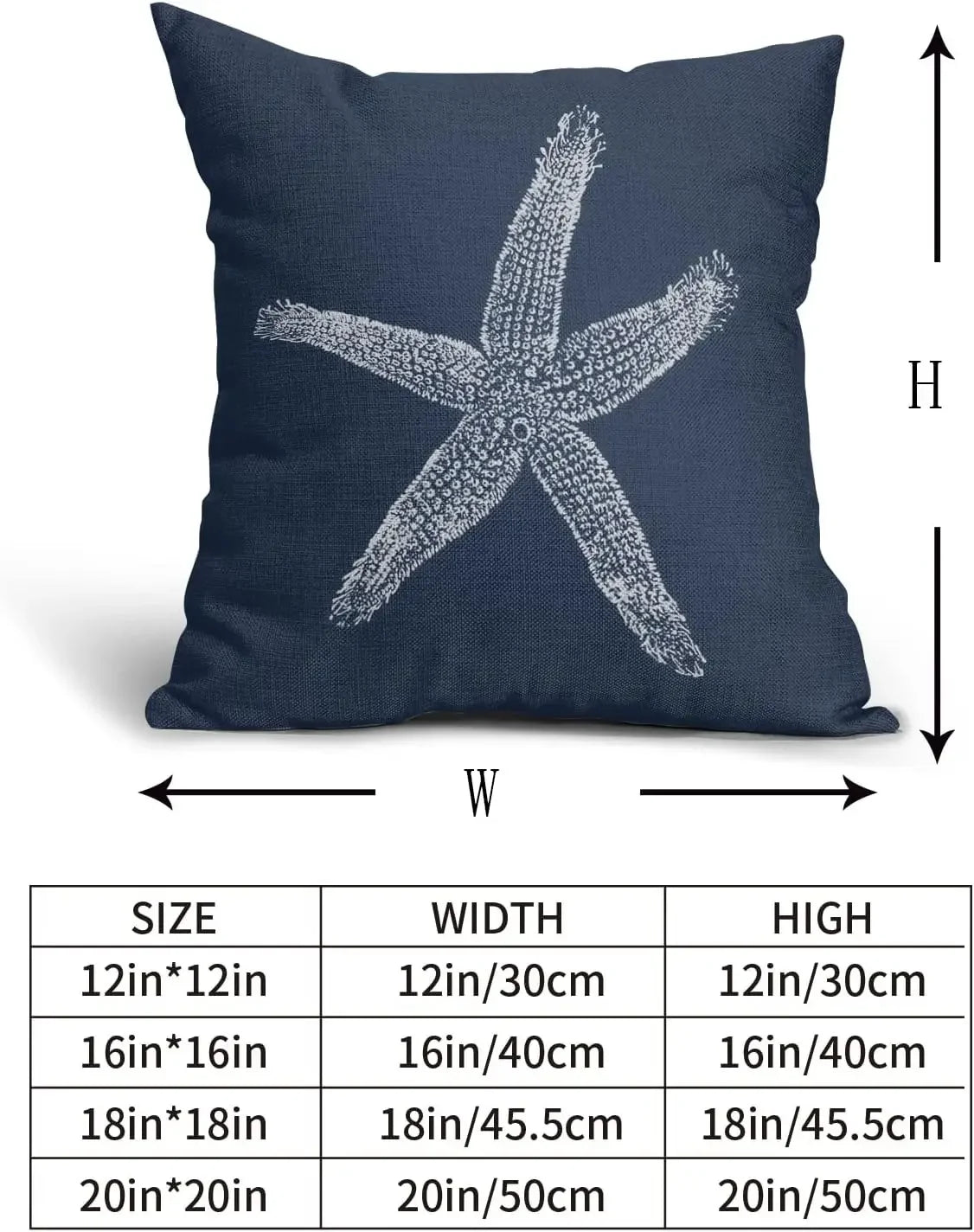2 Pcs Navy Blue Starfish Pillow Covers 18X18 Inch Coastal Beachy Nautical Beach Decorative Pillowcases Linen Square Cushion Case