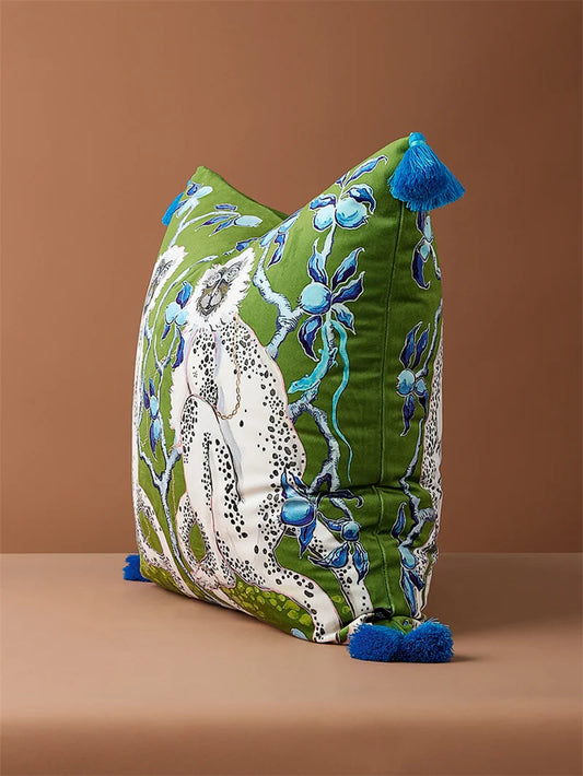 White Moneky Cushion Cover Soft Velvet Pillowcase Both Side Print Animal Cute Style Pillowcase Shell 60cm Home Sofa Deco