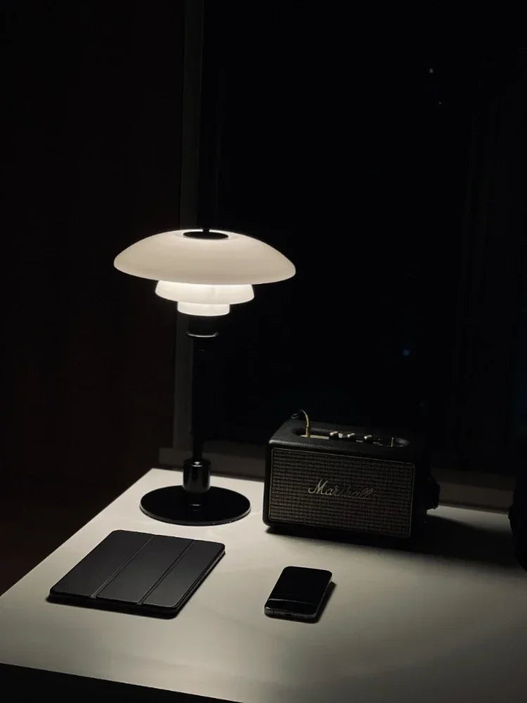 Danish Designer Glass Reading Table Lamp Nordic Modern Living Room Study Home Decor Silver Simple Art High-end Bedside Light LED