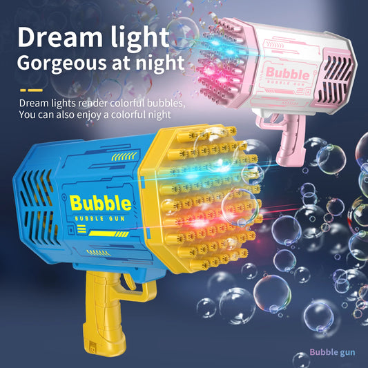 Bubble Gun Bazooka Machine Without Solution - 69 Holes Blaster for Kids Outdoor Summer Toy, Party Favors - Bubble Maker Blowers