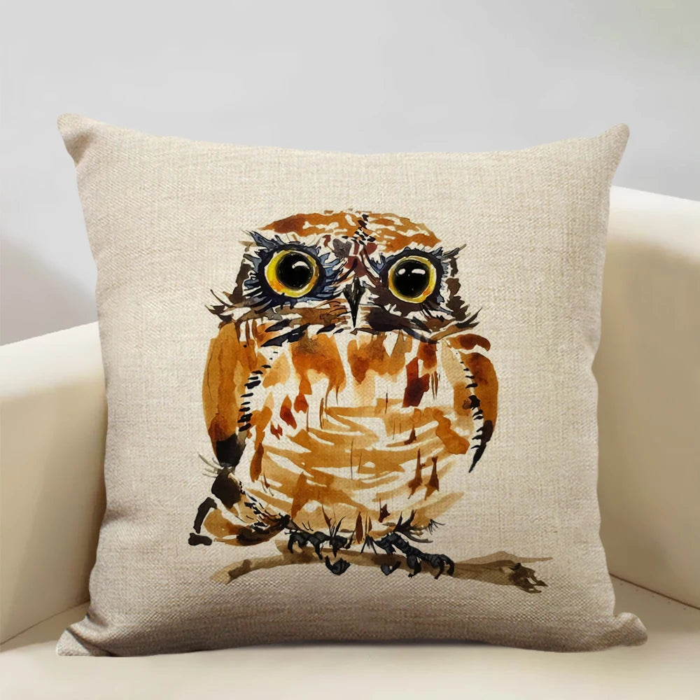 Lovely Animal Owl Cushion Cover 45x45cm Linen Pillow Case Sofa Pillowcase Suitable for All Kinds of Occasions Bar Decoration