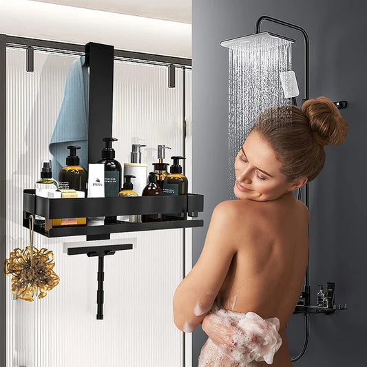 Movable Bathroom Shelves No Drill Shelf Organizer Shower Support Steel Shelf Multifunction Shelves Storage Unit For Bathroom