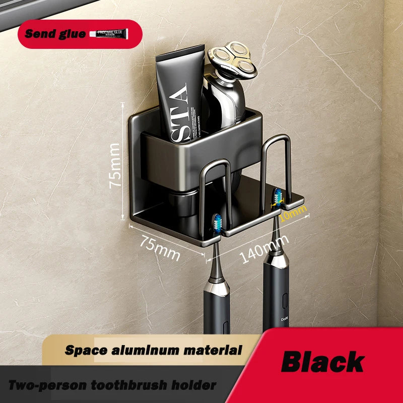 1pc Metal Toothbrush Storage Rack Wall-mounted U-shaped Card Slot Electric Toothbrush Holder Razor Cup Shelf Bathroom Organizer