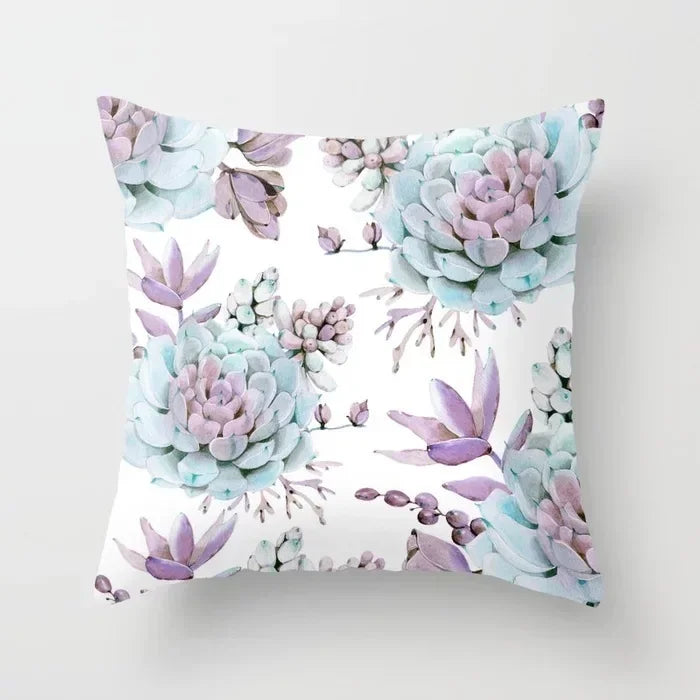 Tropical Cactus Tree Summer Flower Pattern Polyester Pad Home Decoration Car Sofa Throwing Pillow 40829