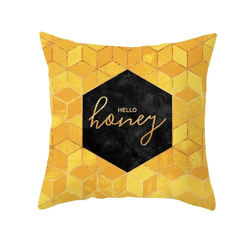 Lemon Pineapple Cushion Cover 45x45cm Summer Yellow Pillow Case Sofa Decoration Pillow Cover Geometric Striped Throw Pillowcase