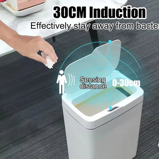 2025 New 15L Smart Trash Can Automatic Touchless Smart Sensor Sensing Trash Can Waterproof Bathroom Kitchen Bedroom Trash Can.
