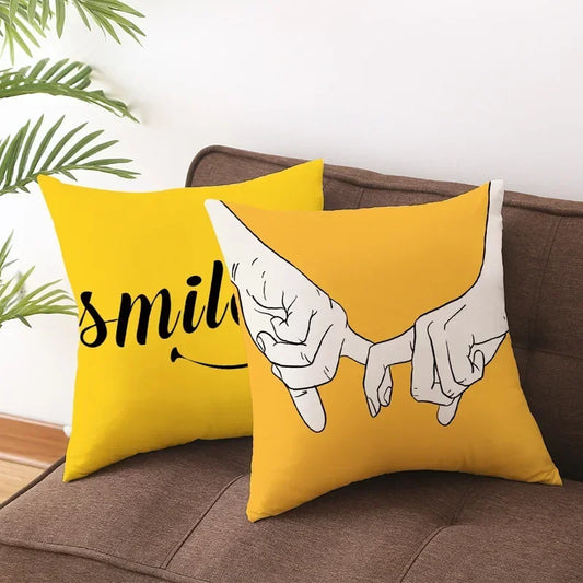 Lemon Pineapple Cushion Cover 45x45cm Summer Yellow Pillow Case Sofa Decoration Pillow Cover Geometric Striped Throw Pillowcase