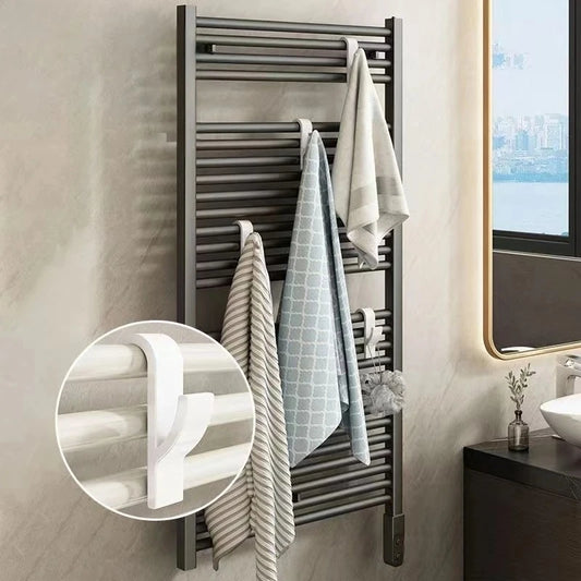Bathroom Shower Towel Holder Hanger Heated Radiator Rail Hooks Clips Storage Racks Clothes Scarf Hanger Hooks