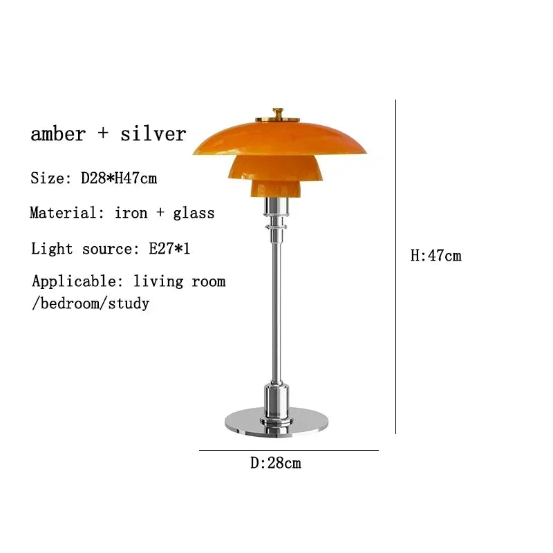 Danish Designer Glass Reading Table Lamp Nordic Modern Living Room Study Home Decor Silver Simple Art High-end Bedside Light LED