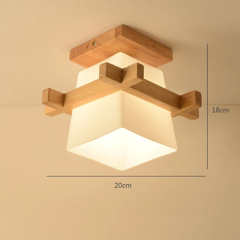 Modern Glass Ceiling Lamp Wooden Milk Glass Ceiling Lamp Metal Frame for Living Room Bedroom Dining Room Kitchen Hallway Foyer