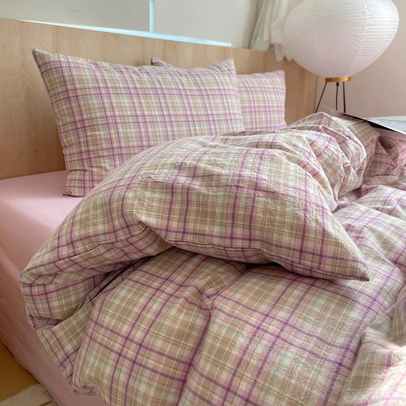 Nordic sling Cotton Pink Stripes Duvet Cover 150x200 Size Girl's Room housse de couette Skin friendly Breathable Comforter Sets