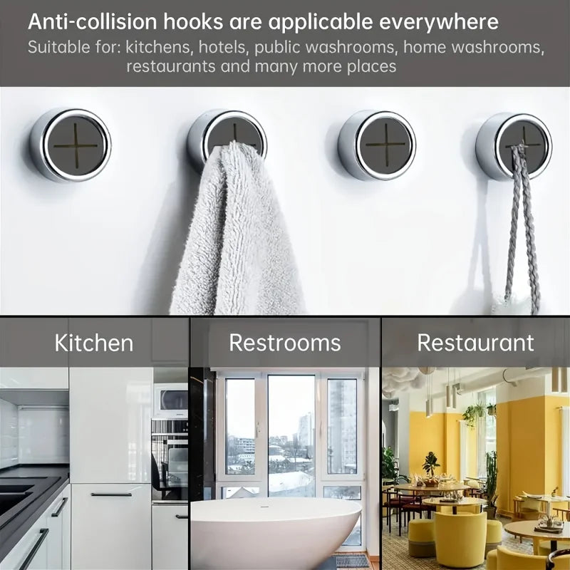 Wall Mounted Self Adhesive Plug Holder HooksBathroom Towel Storage Sucker Racks Round Kitchen Dishcloth Hanger Clip Organizer
