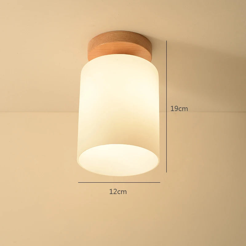 Modern Glass Ceiling Lamp Wooden Milk Glass Ceiling Lamp Metal Frame for Living Room Bedroom Dining Room Kitchen Hallway Foyer