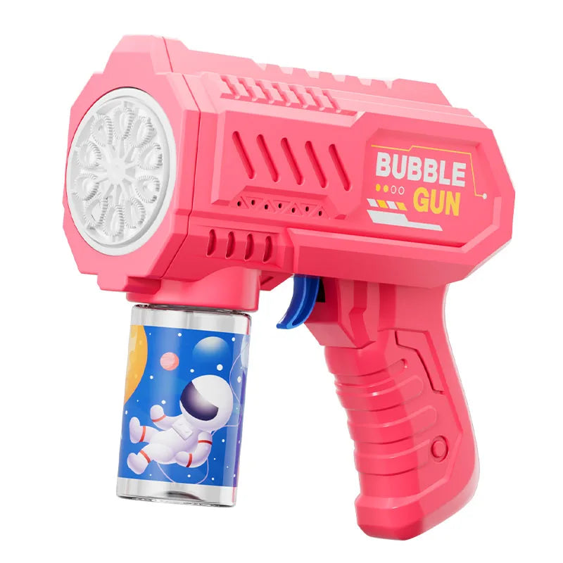 One Pack Of Children's 10 Launcher Handheld Portable Electric Automatic Bubble Gun LED Light For Boys And Girls