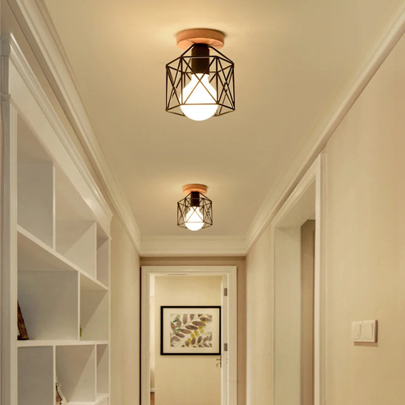 Modern Glass Ceiling Lamp Wooden Milk Glass Ceiling Lamp Metal Frame for Living Room Bedroom Dining Room Kitchen Hallway Foyer