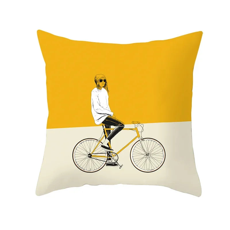 Lemon Pineapple Cushion Cover 45x45cm Summer Yellow Pillow Case Sofa Decoration Pillow Cover Geometric Striped Throw Pillowcase