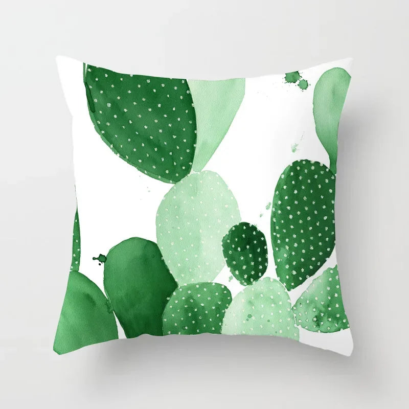Tropical Cactus Tree Summer Flower Pattern Polyester Pad Home Decoration Car Sofa Throwing Pillow 40829