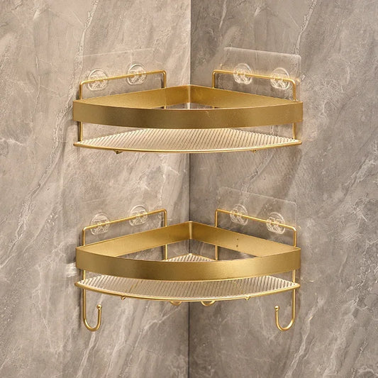 Gold Bathroom Storage Rack non punching tripod Wall Mounted Storage holder Shampoo shower gel storage rack Bathroom Accessories