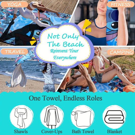 Lilo & Stitch Beach Towel: Dive into Fun by the Shore! Suitable for beach towels, towels, bath towels