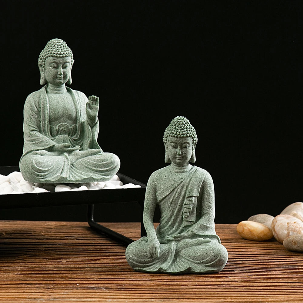 【Small Size】Buddha Statue Fish Tank Decoration Mini Buddhism Figurine Desk Topper Tablescape Decor Home Zen Statue