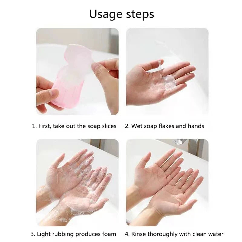 40/60/100 Pcs Soap Paper Portable Hand Washing Slice Sheets Bath Travel Scented Foaming Soap Bath Clean Soap Tablets Bathroom