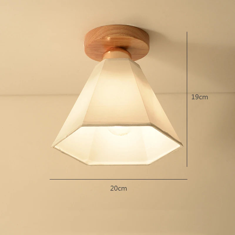 Modern Glass Ceiling Lamp Wooden Milk Glass Ceiling Lamp Metal Frame for Living Room Bedroom Dining Room Kitchen Hallway Foyer
