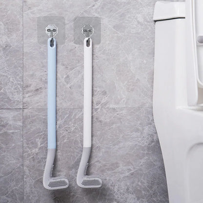Toilet Cleaning Silicone Brush Golf Head Bathroom Wall Hook Hanging Long Handle Squatting Pan Cleaner Household WC Gap Remover