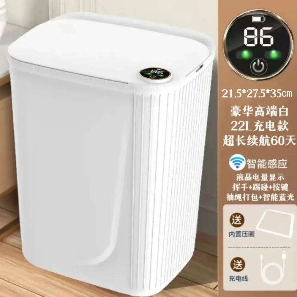 20L Smart Sensor Trash Can With Display Type-C Recharging Automatic Wastebin For Bathroom Kitchen Toilet Wastebasket Smart Home
