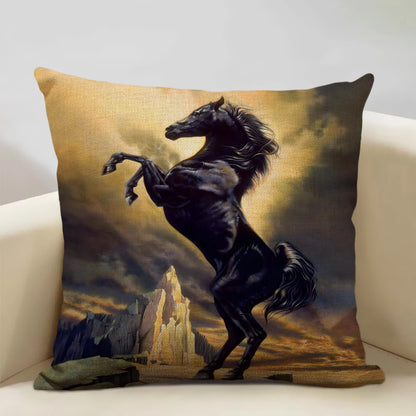 Farm Animals Horse Cushion Cover  45x45cm Linen Pillow Case Luxury Home Sofa Decoration Pillowcase Double-sided Printing