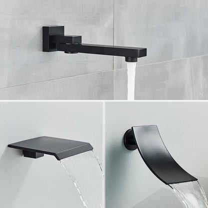 Ceiling  Shower Faucet Big Rainfall LED Shower Head Concealed Shower System Black Embedded Shower