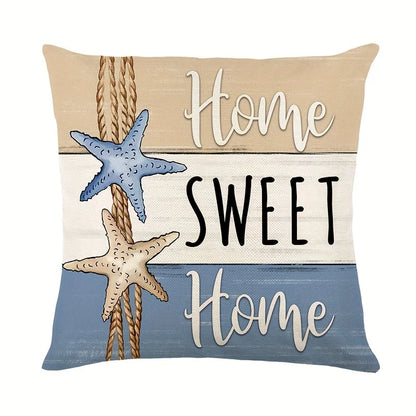 1/4pc Vibrant Summer Starfish and Shell Cushion Cover Linen Fabrics Throw Pillow Covers Home Living Room Sofa Party Decorative