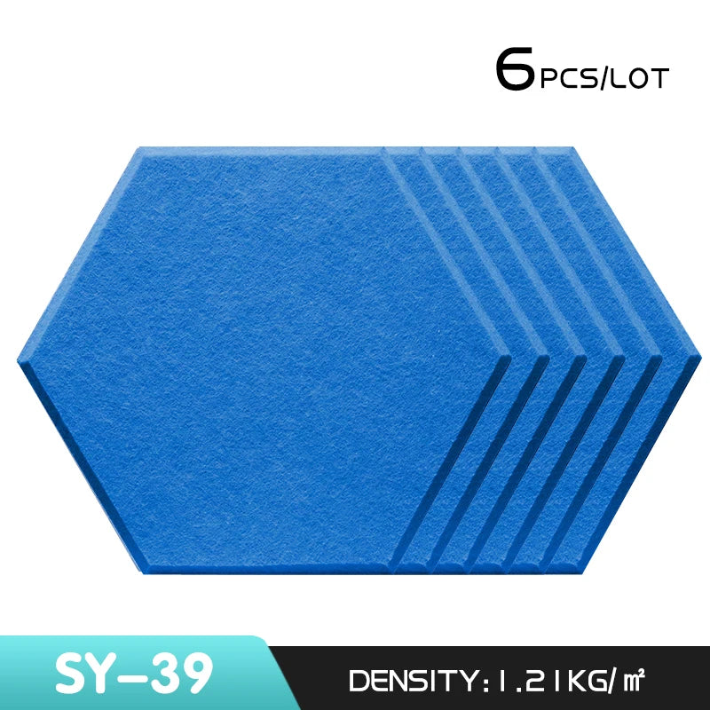 6Pcs Hexagon Polyester Wall Panels Soundproofing Sound Proof Self-adhesive Acoustic Panel Office Esports Room Nursery Wall Decor