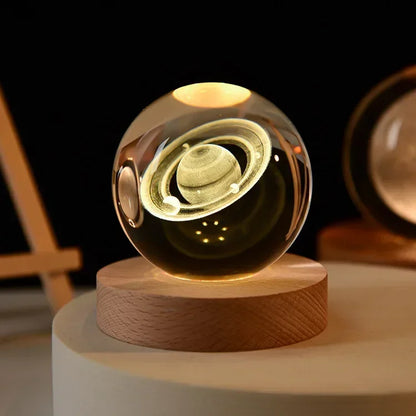 Aesthetic Moon Crystal Sphere Creative Clear Glass Galaxy Globe Night Light Crystal Ball Lamp Desktop Decoration Home Ornament