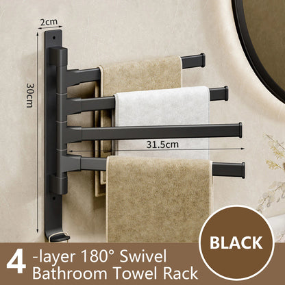 Bathroom Towel Rack Rotatable Towel Holder Space Aluminum 1/2/3/4/5-Bar Towel Hanger Kitchen Kitchen Hanging Wall Mounted