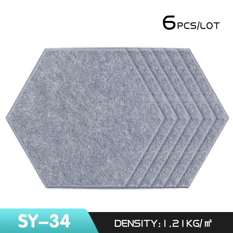 6Pcs Hexagon Polyester Wall Panels Soundproofing Sound Proof Self-adhesive Acoustic Panel Office Esports Room Nursery Wall Decor