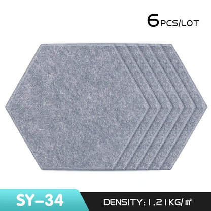 6Pcs Hexagon Polyester Wall Panels Soundproofing Sound Proof Self-adhesive Acoustic Panel Office Esports Room Nursery Wall Decor