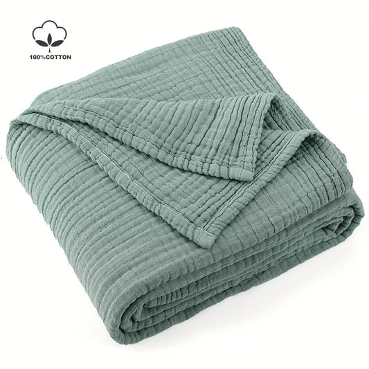 Battilo 100% Cotton Muslin Throw Blanket for Sofa 6 Layer Breathable Lightweight Boho Throws for Couch Bed Large Summer Blankets