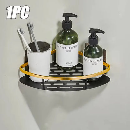Non perforated Bathroom Shelf Floating Shelf for Wall Shelves Shower Hardware Bathroom Corner Shelf wall storage rack