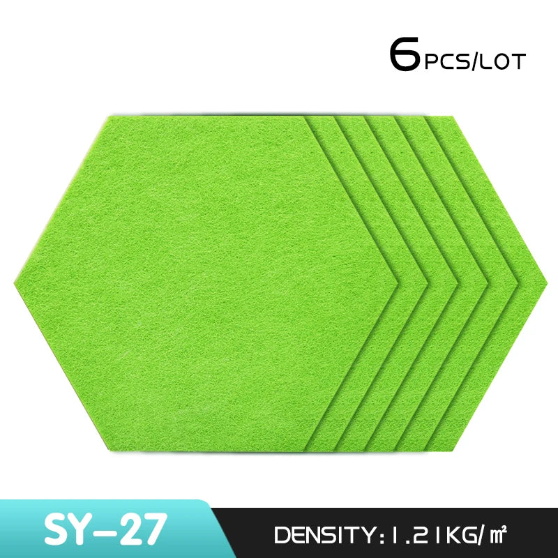 6Pcs Hexagon Polyester Wall Panels Soundproofing Sound Proof Self-adhesive Acoustic Panel Office Esports Room Nursery Wall Decor