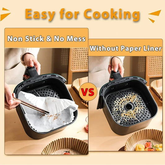 100/50pcs Disposable Paper Non Stick Air Fryer Baking Paper 16cm Round Air Fryer Paper Inner Lining Paper Kitchen Accessories