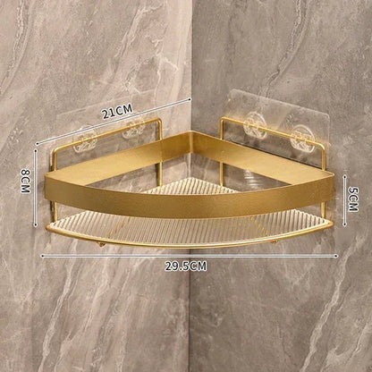 Gold Bathroom Storage Rack  non punching tripod Wall Mounted Storage holder Shampoo shower gel storage rack Bathroom Accessories