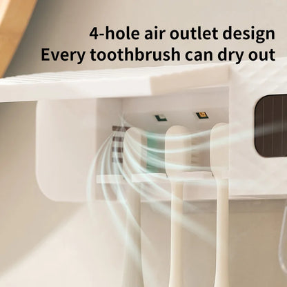 1 smart toothbrush rack wall mounted 3-slot toothbrush intelligent drying rack, toothpaste dispenser, household daily necessitie