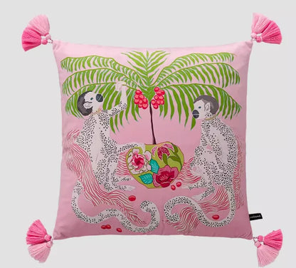 White Moneky Cushion Cover Soft Velvet Pillowcase Both Side Print Animal Cute Style Pillowcase Shell 60cm Home Sofa Deco