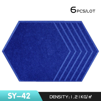6Pcs Hexagon Polyester Wall Panels Soundproofing Sound Proof Self-adhesive Acoustic Panel Office Esports Room Nursery Wall Decor